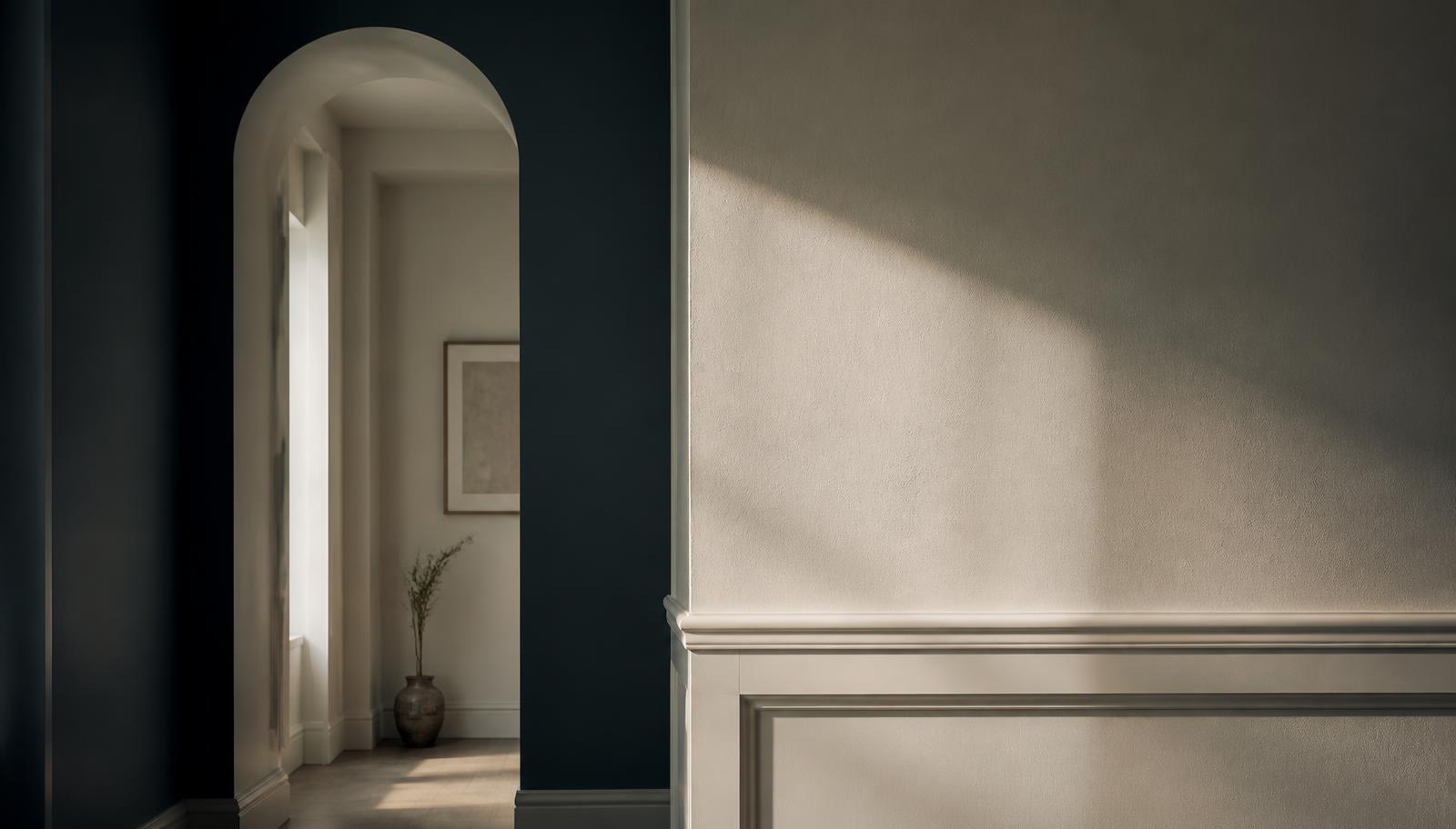 Tageslicht auf einer Kalkputzwand